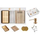 Quadron Kuhinjsko korito MARC 120 WORKSTATION z dodatki, bel z bakrenimi detajli | Shoptok.si