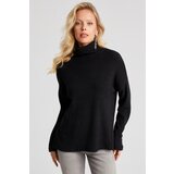 Cool & Sexy Women's Black Fisherman Corded Knitwear Sweater Cene