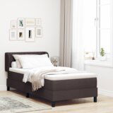 Box Spring Krevet s Madracem Tamnosmeđi 90x200 cm Tkanina | shoptok.hr