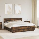  Krevetna konstrukcija S LED lampica Dimljeni hrast 200 x 200 cm | shoptok.hr