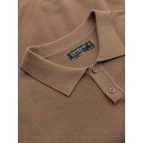 Ombre Men's cotton structured knit polo shirt - light brown | Eponuda.ba