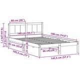  Krevetna konstrukcija Smeđa 140 x 190 cm Čvrsto borovo drvo | shoptok.hr