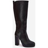 Boto Women's Knee High Heels Eco Leather Black Thalina | ePonuda.com
