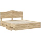  Krevetna konstrukcija s ladicama Sonoma hrast 200 x 200 cm | shoptok.hr