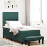  Postelja z vzmetnico z vzmetnico Temno zelena 90 x 200 cm Žamet, (5000126665) | Shoptok.si