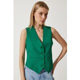  Women's Green Fitted Short Woven Vest | Shoptok.si
