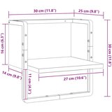  Zidna polica s prečkom dimljena boja hrasta 30 x 25 x 30 cm | Shoptok.si