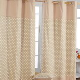 HOMESCAPES Cotton Stars Beige Ready Made Eyelet Curtain Par, 137x228 cm Drop, (20749340) Cene