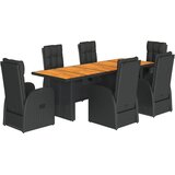 vidaXL 7-dijelni vrtni blagovaonski set s jastucima crni od poliratana | shoptok.hr