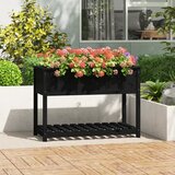 Maison Chic Visoka greda - Greda - Cvetlični Lonec s polico črna 111,5x54x81 cm trdna borovina, (21790223) | Shoptok.si