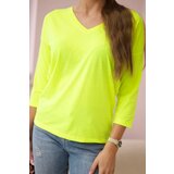 Kesi Yellow neon blouse with V-neck | shoptok.hr