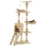 vidaXL Penjalica za mačke sa stupovima za grebanje od sisala 138 cm bež s uzorkom šapa | shoptok.hr