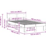  Krevetna konstrukcija s uzglavljem Voštano smeđa 120 x 190 cm | shoptok.hr