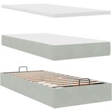 vidaXL Otomanski posteljni okvir z vzmetnico siv 90x200 cm žamet | Shoptok.si