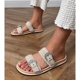 Gemre Beige sandals with straps and rhinestones on buckles Lalis | ePonuda.com