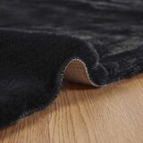  Faux Rabbit Fur Rug Olite Crna Ø 100 cm Poliester | shoptok.hr