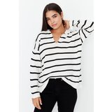 Trendyol Black Super Oversize Striped Knitwear Sweater | Shoptok.si