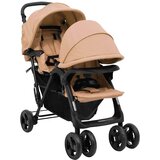 vidaXL Otroški voziček za dvojčke taupe jeklo | Shoptok.si