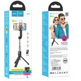 hoco. aluminijasta selfie palica z LED lučko in bluetooth daljinskim upravljalnikom K15 črna | Shoptok.si