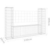 vidaXL Gabion košara U-oblike z 2 stebroma železo 140x20x100 cm | Shoptok.si