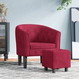  The Living Store Fotelj s stolčkom za noge vinsko rdeč žamet - Fotelj, (21485269) | Shoptok.si