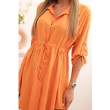 Kesi Włoski Dress with button closure and tie at the waist orange | Shoptok.si