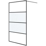 Pregrada za tuš crna 115 x 195 cm s napola mutnim staklom ESG | shoptok.hr