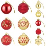  Set božićnih kuglica 88 kom. Crvena i zlatna Ø 6 cm Plastika | shoptok.hr