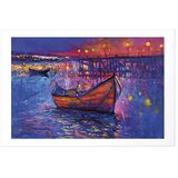  Plakat - Modern impressionism - night landscape of a lake with a floating boat 60x40 Bez okvira s margom | shoptok.hr
