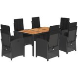  7-dijelni vrtni blagovaonski set s jastucima crni od poliratana Crna Dužina stola 150 cm | shoptok.hr