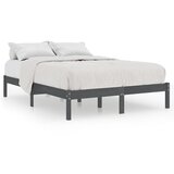 The Living Store Posteljni okvir siv iz trdnega lesa 135x190 cm - Posteljni Okvir, (21531470) | Shoptok.si