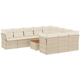 Maison Chic Seti vrtnega pohištva - Vrtna garnitura - Vrtni pohištvo set 11-delna z blazinami bež poli ratan, (21816539) | Shoptok.si