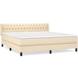 vidaXL Box spring postelja z vzmetnico krem 180x200 cm blago, (20893565) | Shoptok.si
