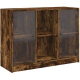 vidaXL Komoda dimljeni hrast 102x37x75,5 cm inženirski les | Shoptok.si