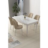 Hanah home Nil - White, Cream WhiteCream Dining Table & Chairs Set (5 Pieces) | ePonuda.com