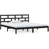  Okvir za krevet od masivnog drva crni 140 x 190 cm | shoptok.hr