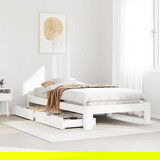 vidaXL Posteljni okvir brez vzmetnice bel 75x190 cm trdna borovina | Shoptok.si