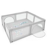  Dječja igraonica 200x180 cm s 50 lopticama, 4 ručke i vratima - svijetlo siva | shoptok.hr
