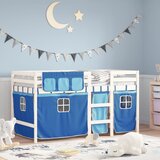 vidaXL Dječji krevet na kat i zavjese plavi 80 x 200 cm borovina | shoptok.hr