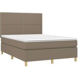  Box spring postelja z vzmetnico LED taupe 140x200 cm blago, (20726053) | Shoptok.si
