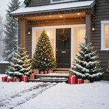 Molarem Home Božićni vijenac s LED svjetlom - 40 cm - Zeleni sa smeđom mašnom | shoptok.hr
