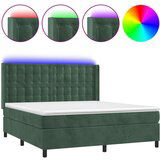 vidaXL box spring postelja z vzmetnico led tem. zelena 180x200cm žamet, (20901431) | Shoptok.si