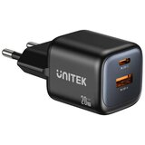 Unitek 2x GAN 20W mains charger, black | shoptok.hr