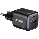 2x GAN 20W mains charger, black