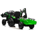 Lean_Toys Otroški Električni traktor TOP-WORKER 12V z zajemalko in prikolico Zelena | Shoptok.si
