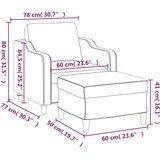  Fotelja s tabureom smeđesiva 60 cm od tkanine | shoptok.hr
