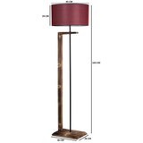 Opviq Menekşe Yanık Ahşap Lambader Silindir Hasır Bordo Abajurlu BrownClaret Red Floor Lamp | Eponuda.com