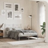 Maison Chic Kovinski Posteljni okvir - Dvoposteljna postelja - Zakonska postelja z vzglavjem bel 120x190 cm, (21692985) | Shoptok.si