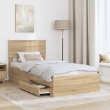  Krevetna konstrukcija Sonoma hrast i srebrna 75 x 190 cm | shoptok.hr