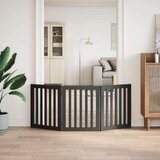 vidaXL Vrata za pse s 3 panela sklopiva crna 150 cm od drva topole | shoptok.hr